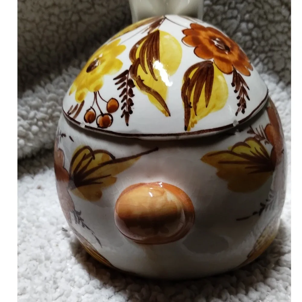 Vintage SECLA Portugal Bunny‎ Covered Dish Hand Painted Floral Rabbit